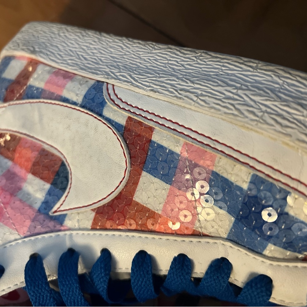 Nike Women's High-Top Sneakers in Blue, Pink, Red, White Plaid - Picture 13 of 16